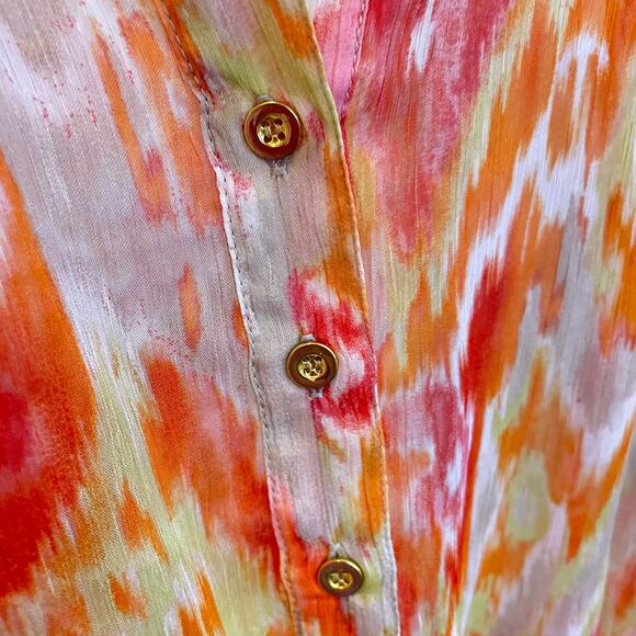 Chico’s blouse high-low tie front gauze embellished 2 or L - Picture 7 of 7